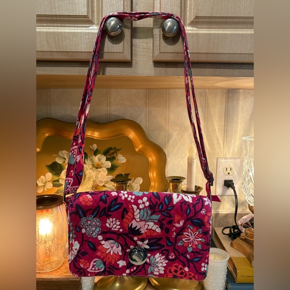 Vera Bradley Bloom Berry Turnlock Crossbody